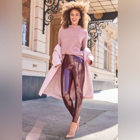 NWT SPANX Women’s Faux Patent Leather Liquid Gloss LEGGINGS 20301R Ruby MEDIUM - Picture 5 of 16